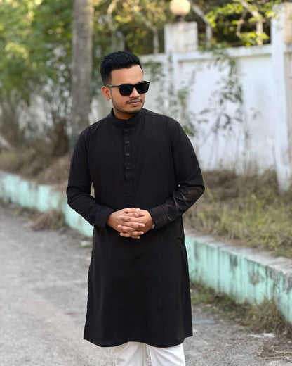 Premium Black Panjabi image 1