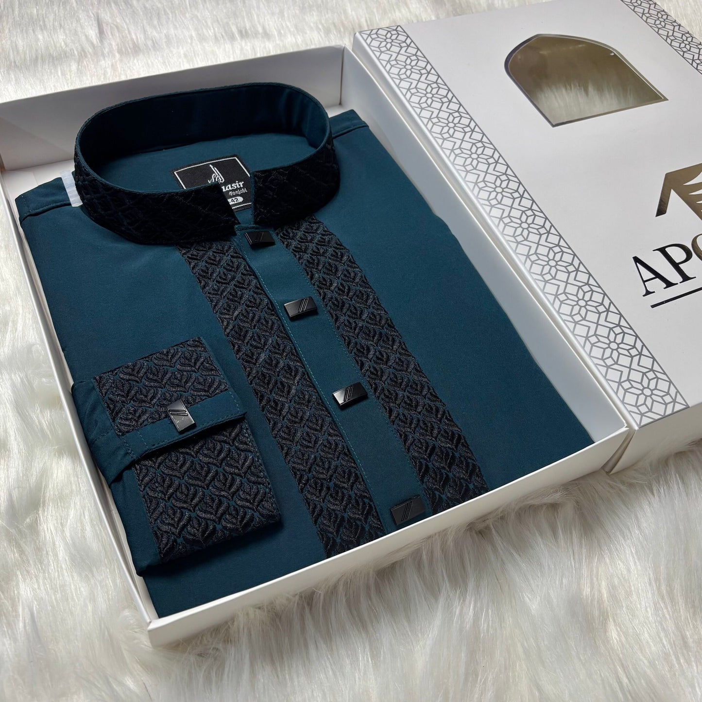 Premium Deep Teal Blue Panjabi image 0