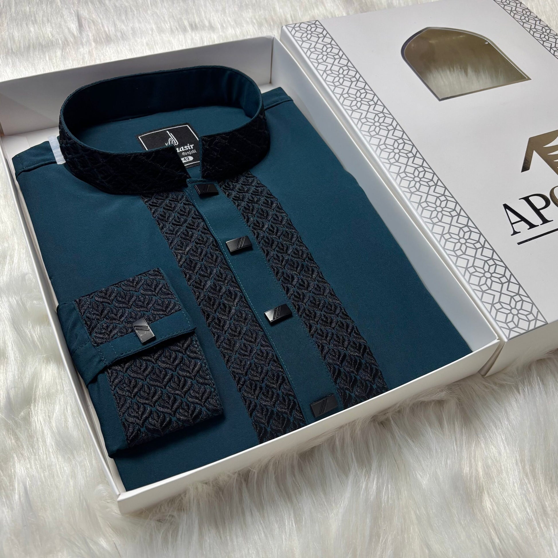 Premium Deep Teal Blue Panjabi image 0