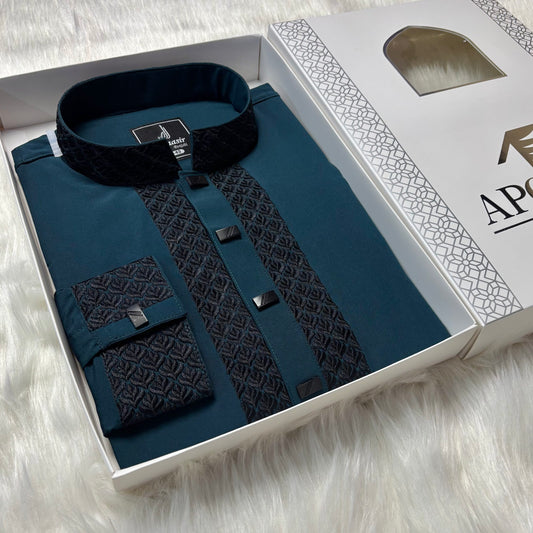 Premium Deep Teal Blue Panjabi image 0