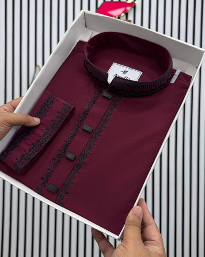 Premium Deep Merron Panjabi image 0