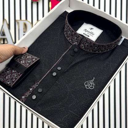 Luxury Black Panjabi - 40 image