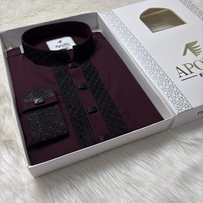 Premium Deep Burgundy Panjabi - 42 image