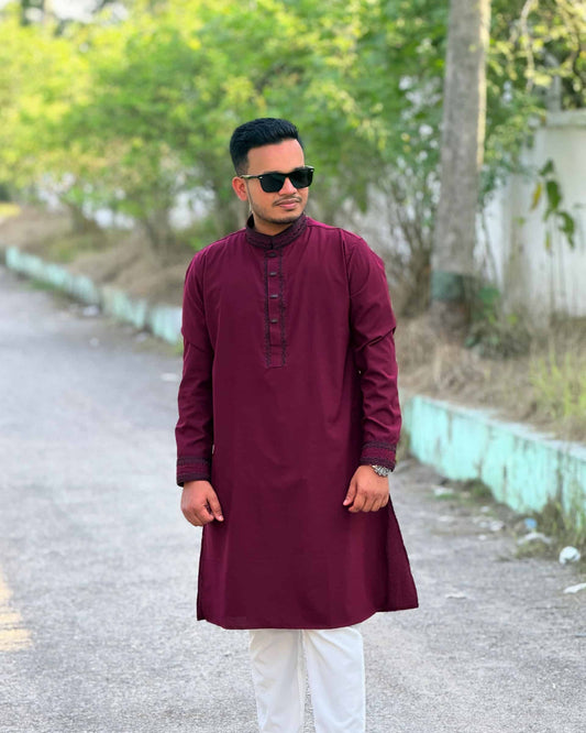 Premium Deep Merron Panjabi image 1