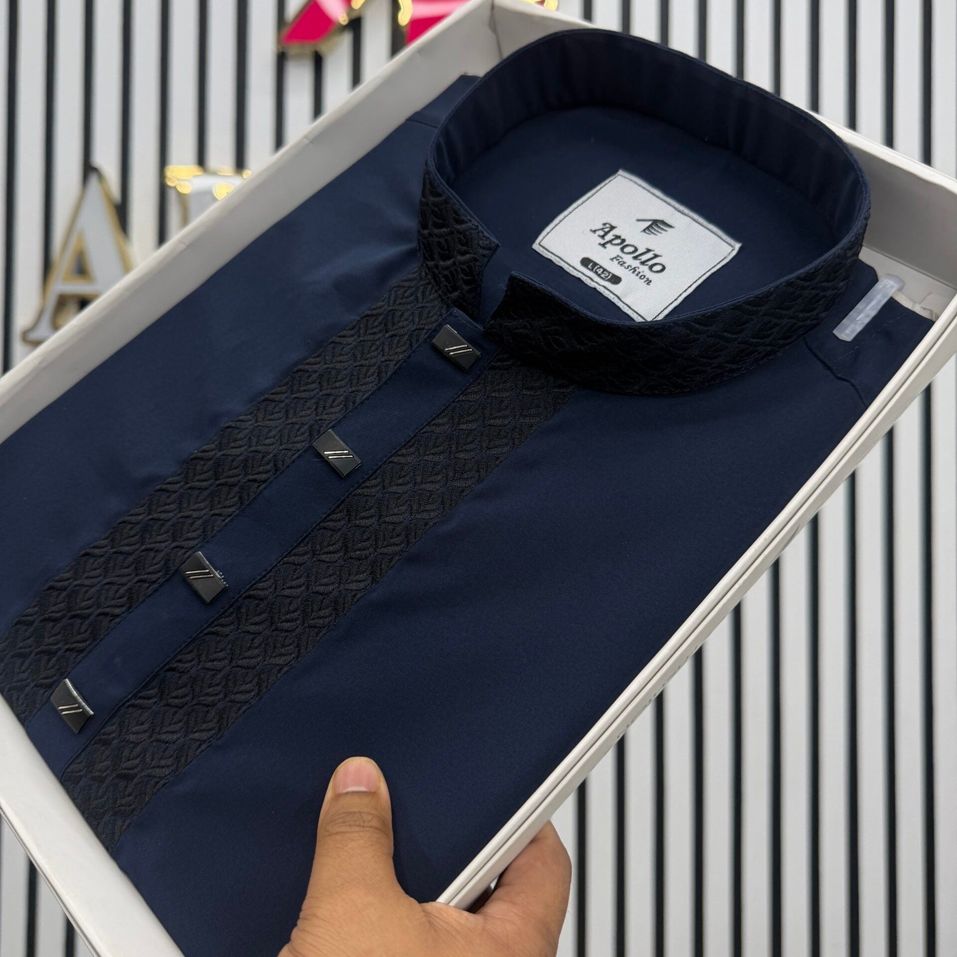 Premium Navy Blue Panjabi image 0